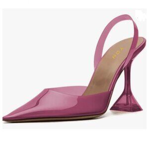 YDN Orchid Transparent Pumps Slingback Slip On Wineglass Slim High Heels Shoes